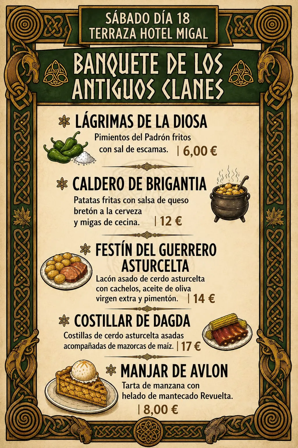 Banquete de los Antiguos Clanes en Terraza Hotel Migal el sábado 18 de julio
