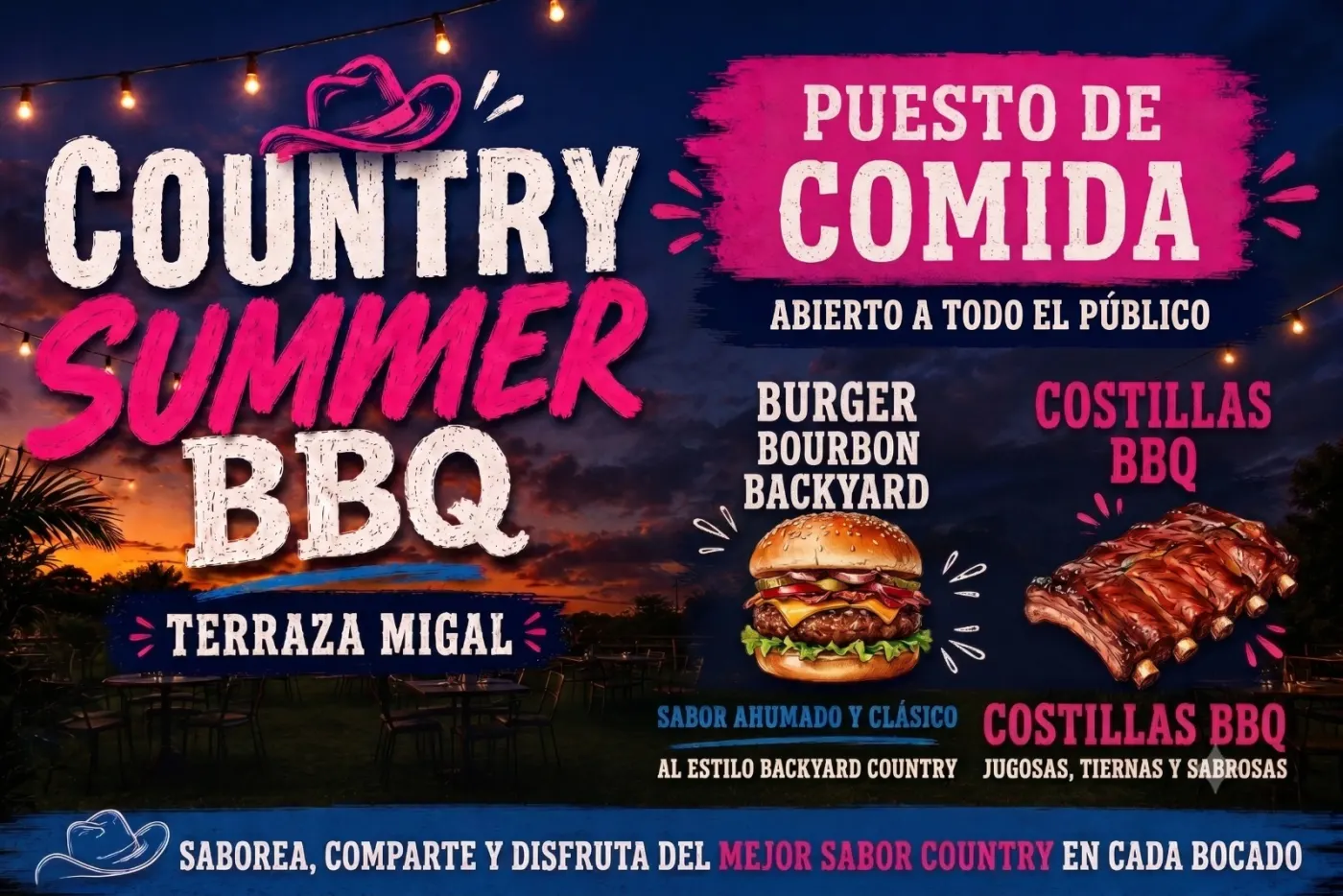 Puesto de comida Country Summer BBQ en Terraza Migal