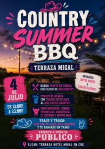 Country Summer BBQ Terraza Hotel Migal en Cué