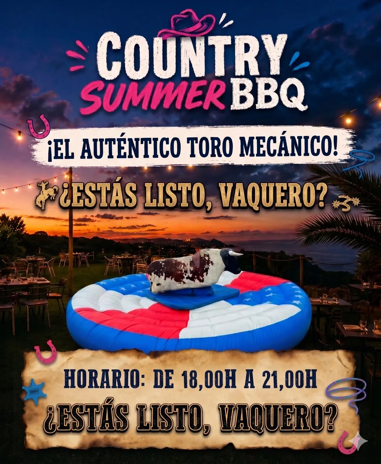 Toro mecánico Country Summer BBQ en Hotel Migal