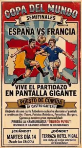 España vs Francia en pantalla gigante en Terraza Hotel Migal
