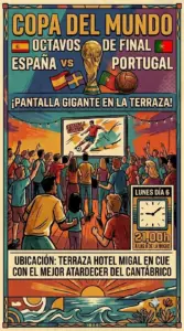 España vs Portugal en pantalla gigante en Terraza Hotel Migal