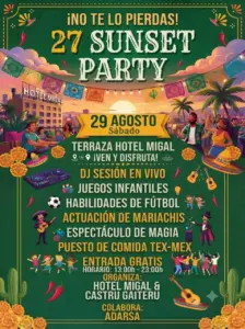 Cartel de la 27 Sunset Party del 29 de agosto de 2026 en Hotel Migal
