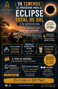 Programa Eclipse Total de Sol 2026 en Hotel Migal el 12 de agosto
