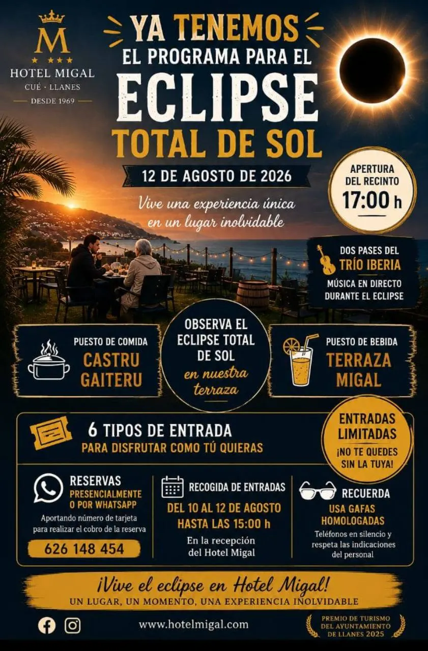 Programa Eclipse Total de Sol 2026 en Hotel Migal el 12 de agosto