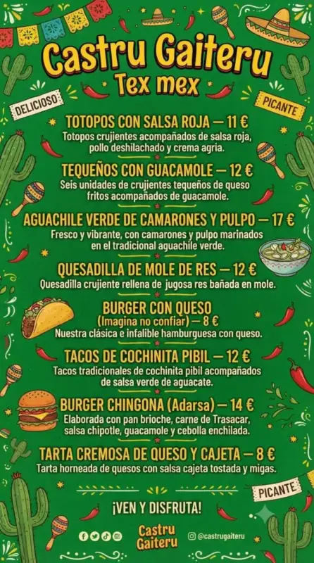 Carta Tex-Mex de Castru Gaiteru para la 27 Sunset Party 2026
