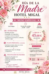 Menú especial Día de la Madre Hotel Migal 3 de mayo