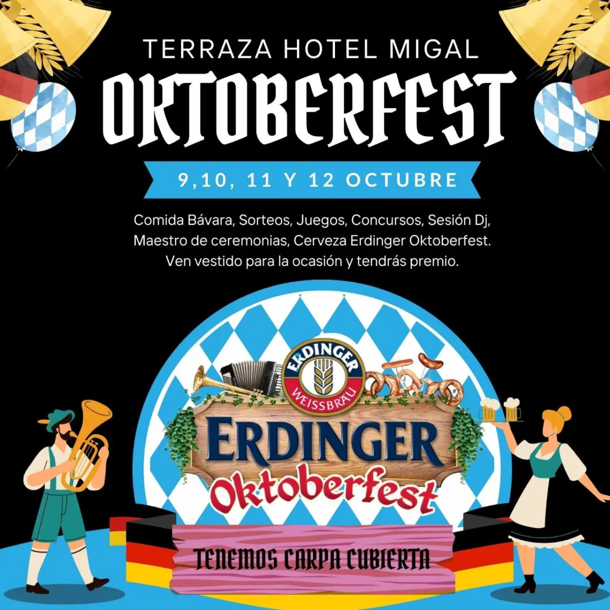 Cartel del Oktoberfest 2026 en la Terraza Hotel Migal del 9 al 12 de octubre