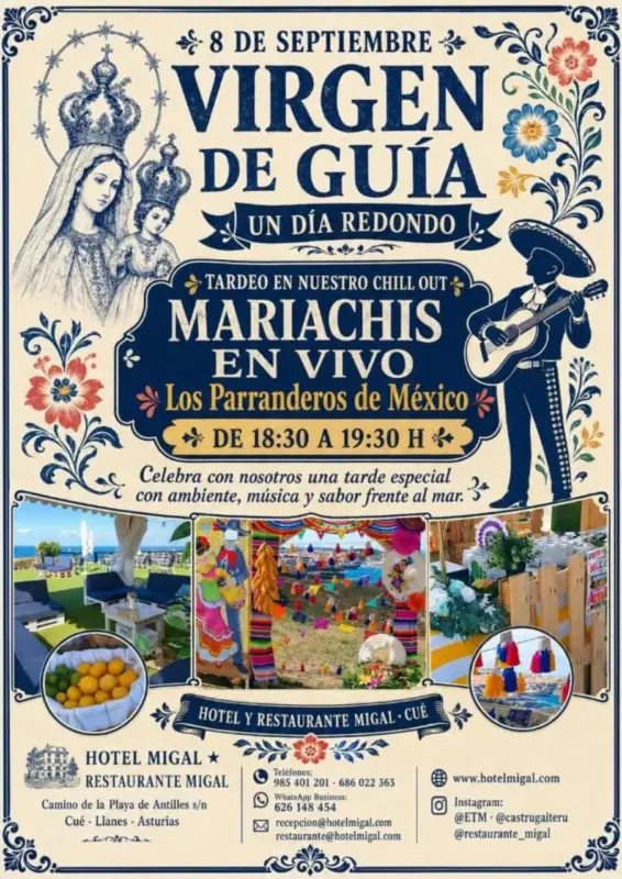 Mariachis en directo por la Virgen de Guía en Hotel Migal el 8 de septiembre
